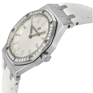 Royal Oak Silver Dial White Alligator Leather Watch 67651STZZD011CR01